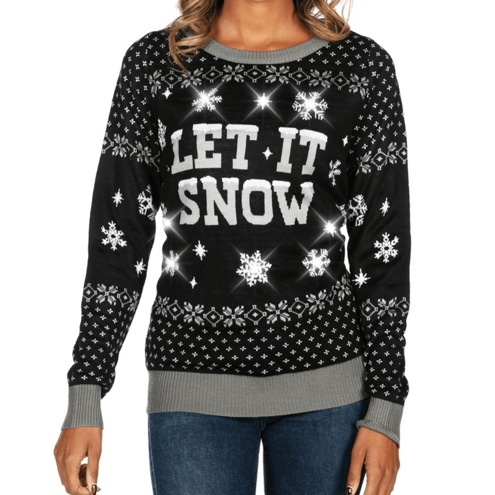 Tipsy Elves Let It Snow Light Up Ugly Christmas Sweater S Holiday LED